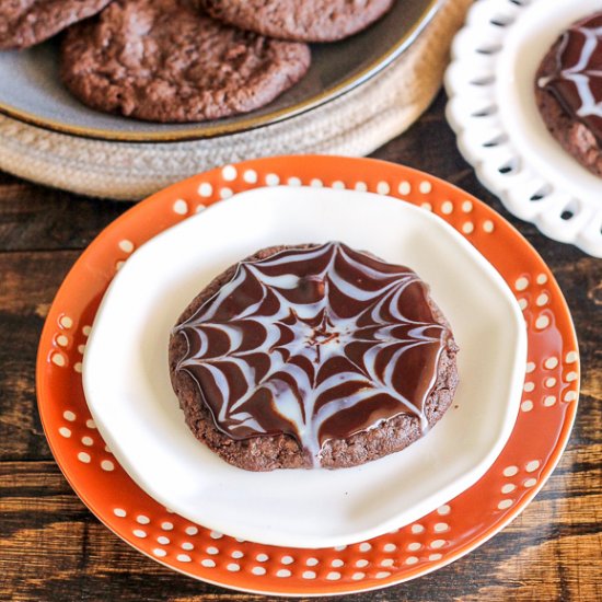 Chocolate Spiderweb Cookies