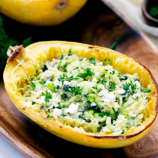 Spinach and Feta Spaghetti Squash