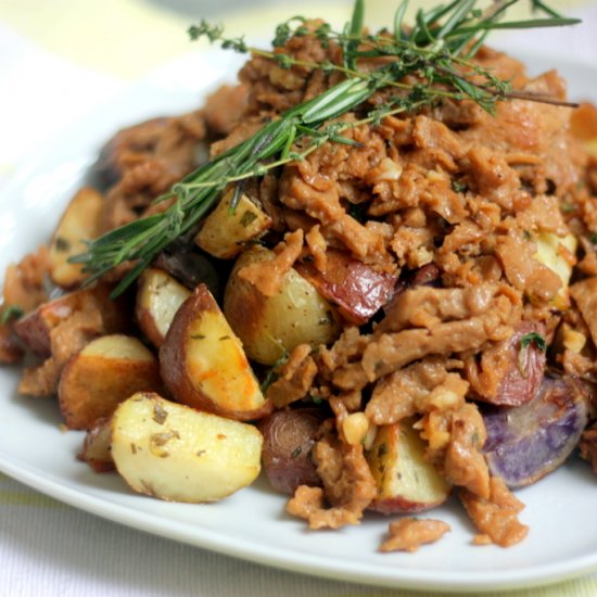 Mustard-Thyme Seitan and Potatoes