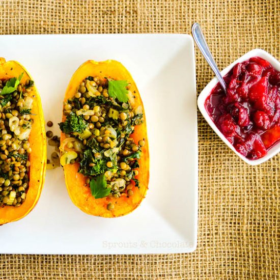 Lentil Stuffed Roasted Delicata