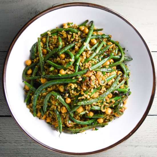 Fried Brown Rice with Green Beans