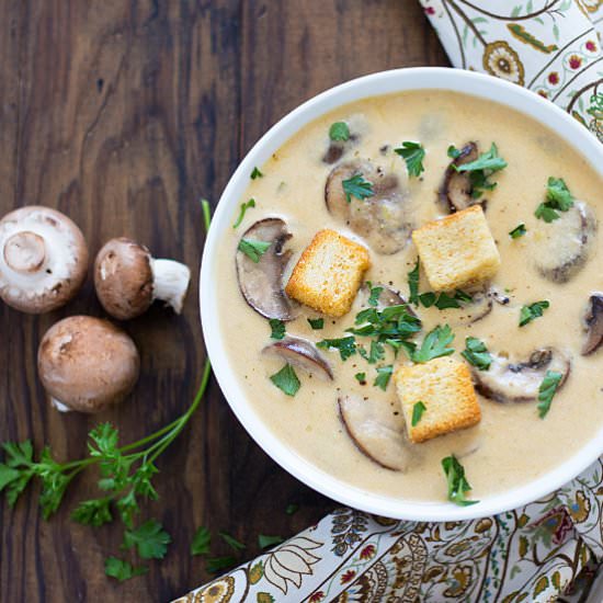 Creamy Mushroom Cheddar Soup