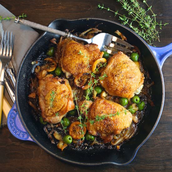 Chicken with Lemon, Garlic, Olives