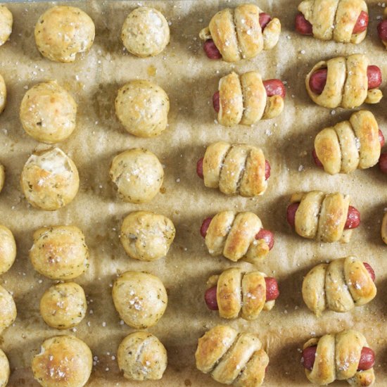 Mini Pretzel Dogs + Pretzel Bites