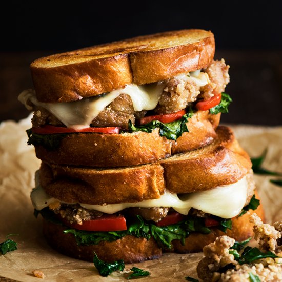 Popcorn Chicken Grilled Cheese Sandwich