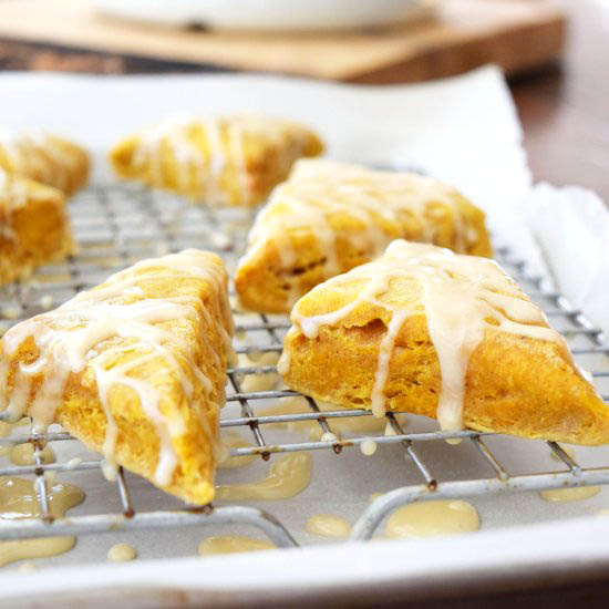 Maple Glazed Pumpkin Spice Scones