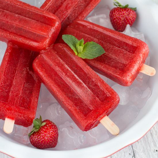 Strawberry Mojito Popsicles