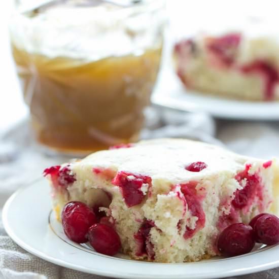 Cranberry Cake with Caramel Sauce