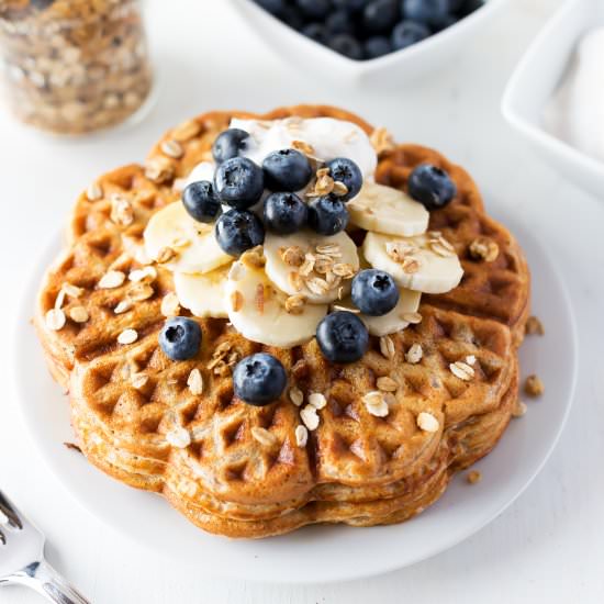 Blueberry Granola Waffles