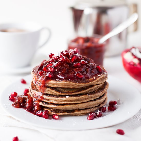 Chai Pancakes with Plum Compote