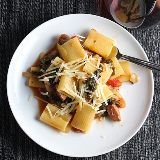 Rigatoni with Sausage and Kale