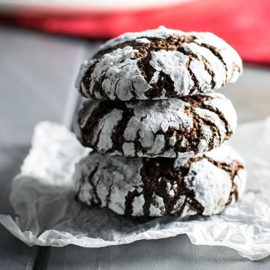 Classic Chocolate Crinkle Cookies