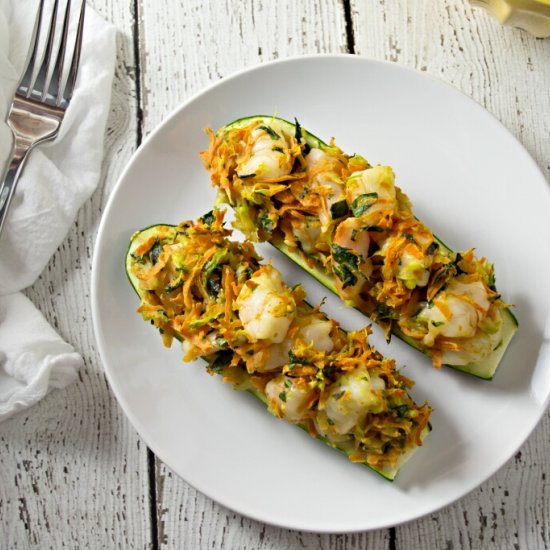 Shrimp Stuffed Zucchini Boats