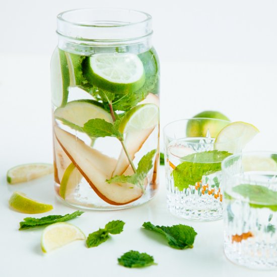 Pear, lime & mint water