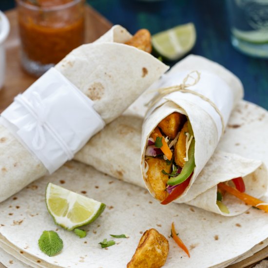 Spicy Potato Wedges Wrap