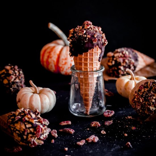 Pumpkin Ice Cream Drumsticks