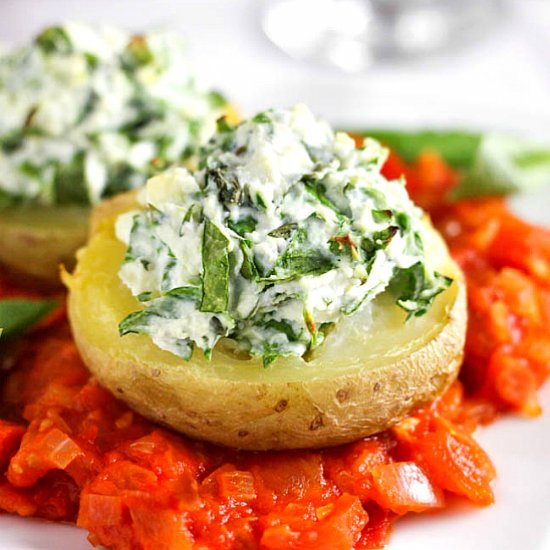 Spinach and ricotta stuffed potato