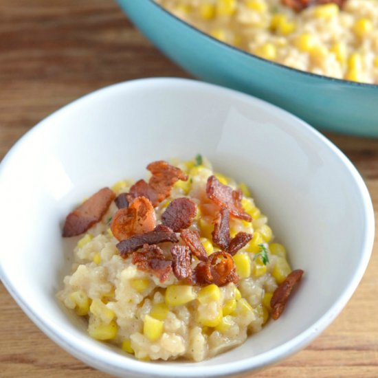 Weeknight Risotto w/ Bacon and Corn