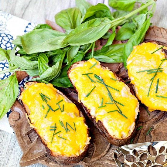 Twice Baked Garlic Cheese Potatoes