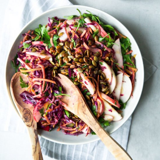 Fall Slaw + Miso-Ginger Dressing