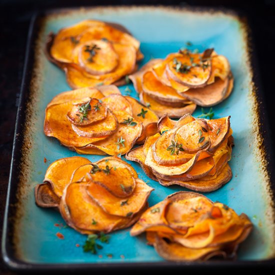 Sweet Potato Roses with Fresh Thyme