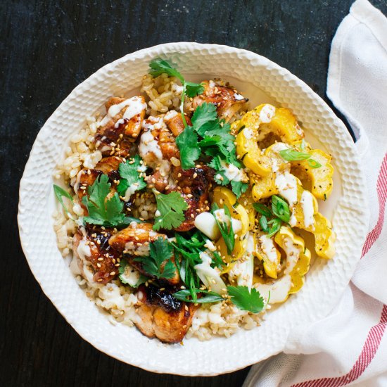 Honey Sriracha Chicken Bowls