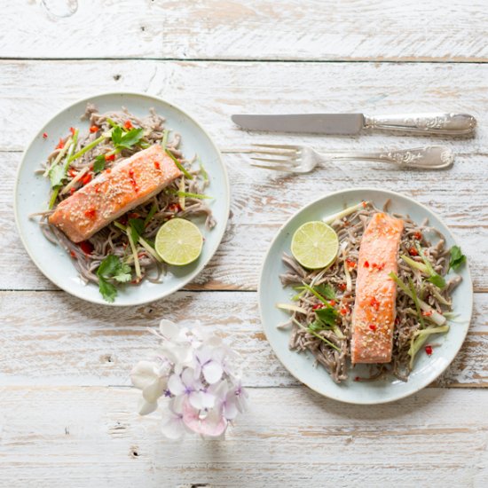 Teriyaki Salmon w/ Buckwheat Noodles