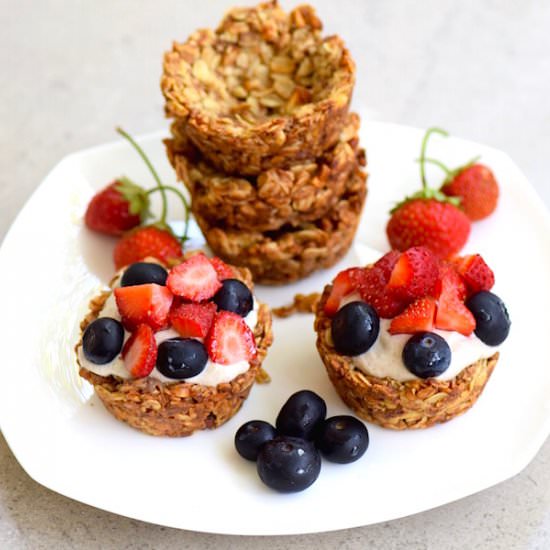 Granola Cups w/ Vegan Banana Cream