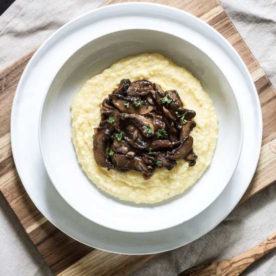 Mushroom Stew with Parmesan Polenta