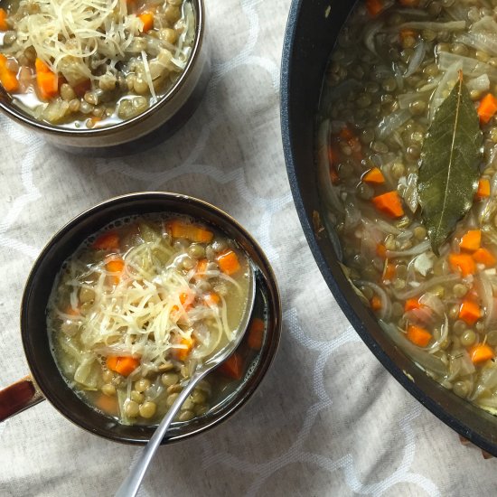 French onion & lentil soup