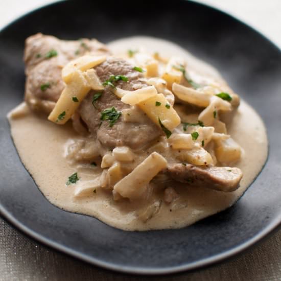 Pork in Brandy and Apple Sauce