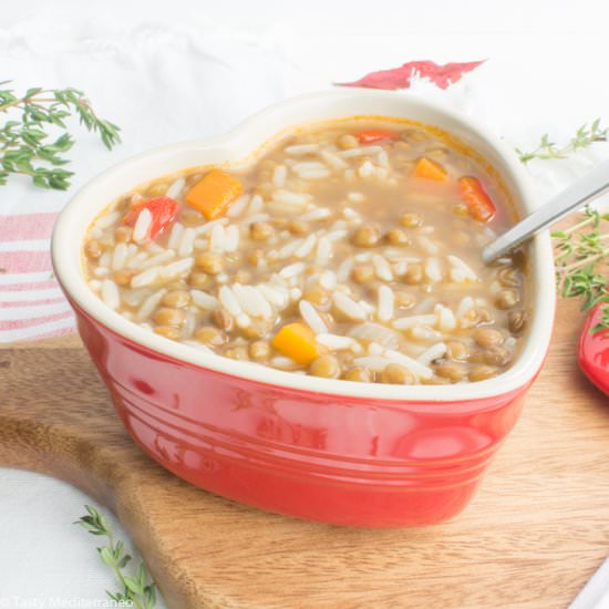 Lentil & rice Mediterranean Soup