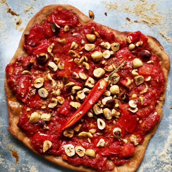 Roasted Red Pepper Spelt Pizza