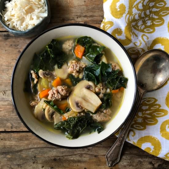 Kale, Sausage and Farro Soup