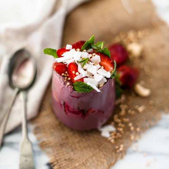 Purple Carrot, strawberry Smoothie