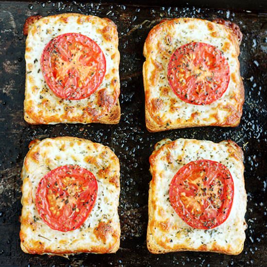 Yummy tomato and cheese on toast