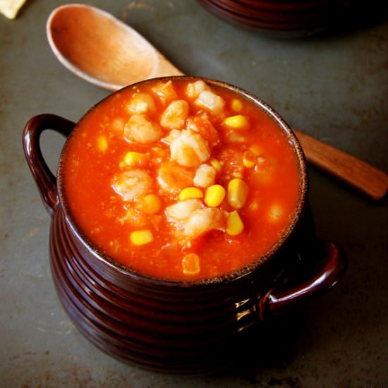 Hominy and Corn Tortilla Soup