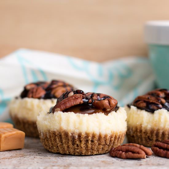 Caramel Pecan Mini Cheesecakes