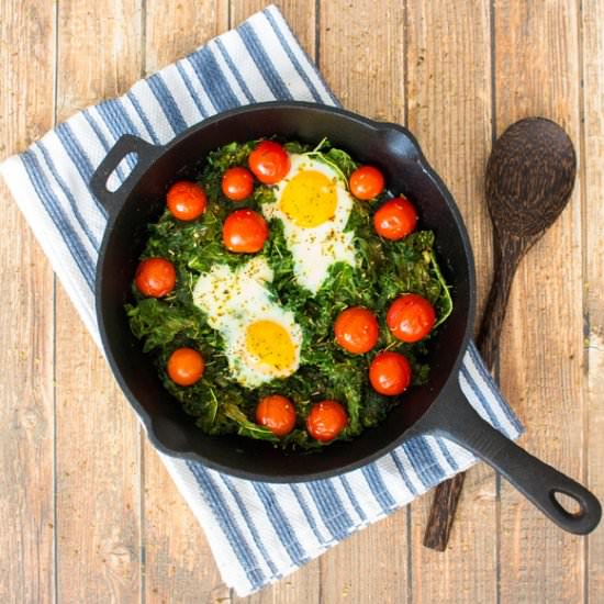 Lemon, Kale and Tomato Egg Bake