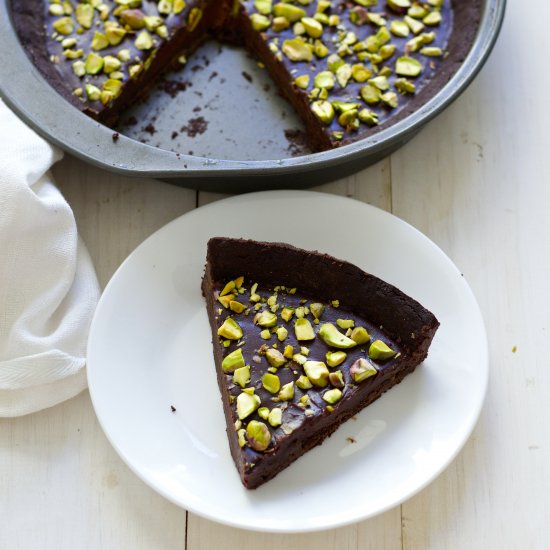 Salted Pistachio Chocolate Tart