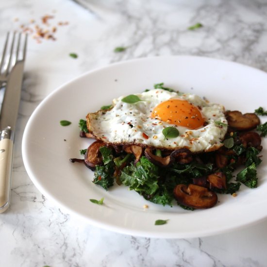 Mushroom and Kale Hash