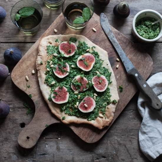 Vegan Fig and Kale Pesto Pizza