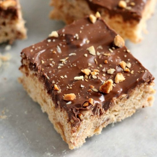 Snicker Bar Rice Krispies Treats.