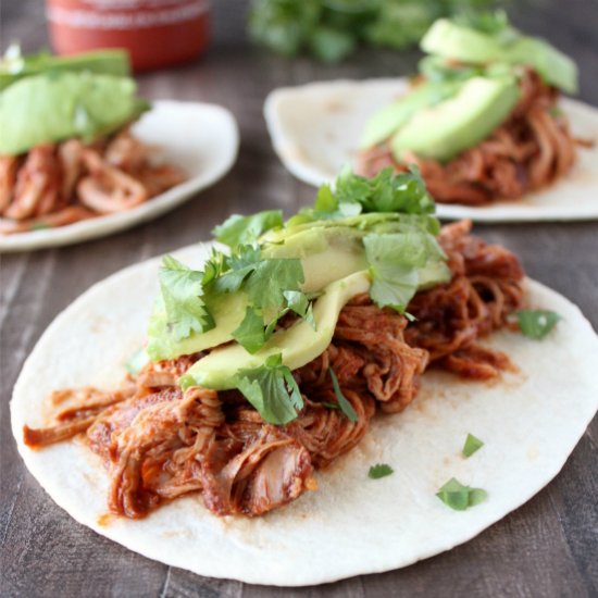 Sriracha Honey Pulled Pork Tacos