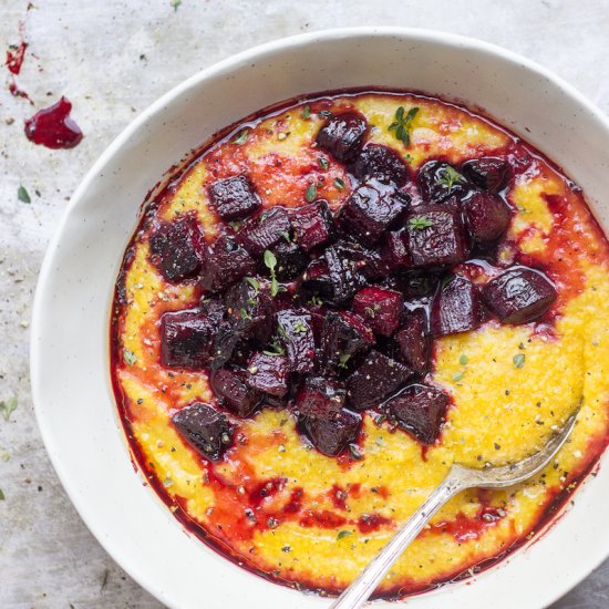 Creamy Pumpkin Polenta with Beets