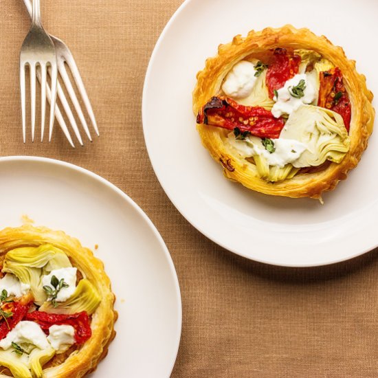 artichoke and tomato tarts