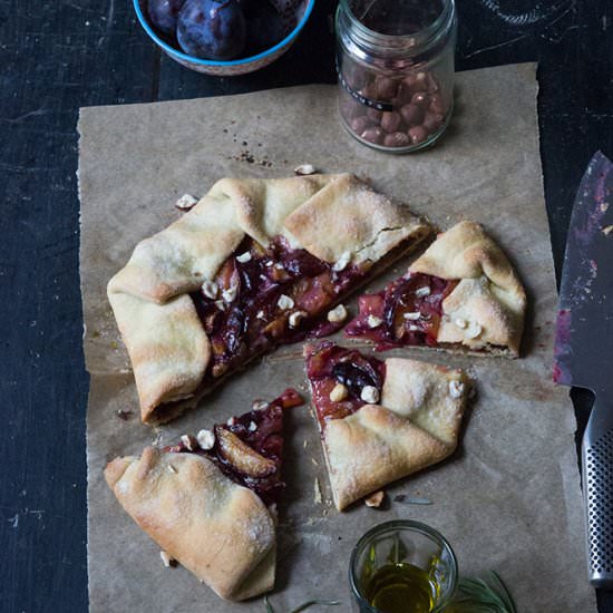 Plum, Hazelnut and Rosemary Galette