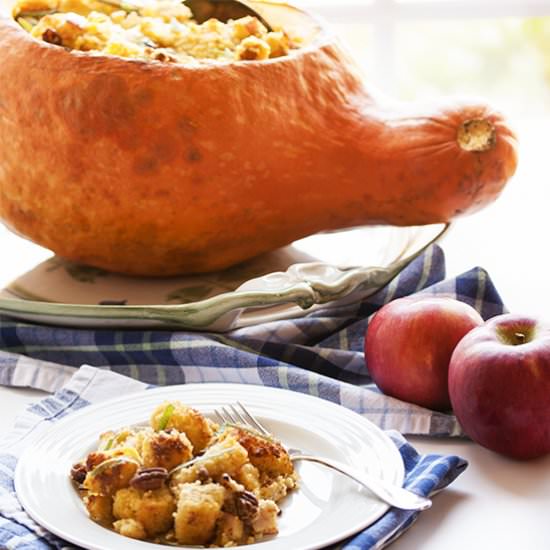 Cornbread Stuffed Hubbard Squash