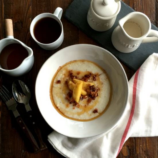 Grits with Apple and Coconut Bacon