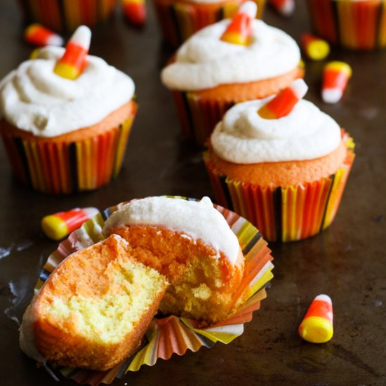 Vanilla Candy Corn Cupcakes